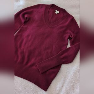 J. Crew Deep Wine V-Neck Sweater